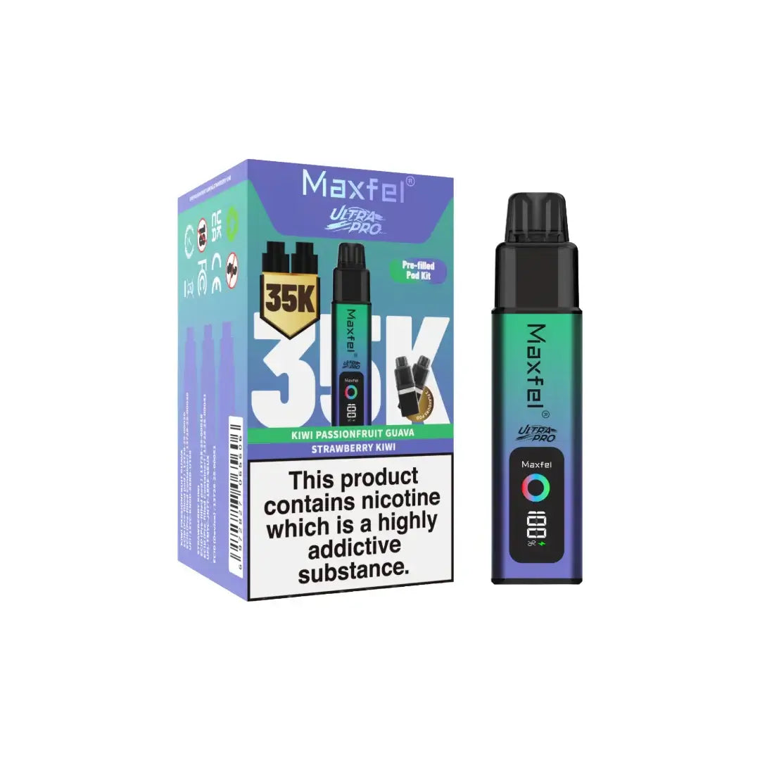 Maxfel Ultra Pro 35k Puffs Prefilled Vape Pod Kit Flavour: Watermelon Ice/ Strawberry Watermelon