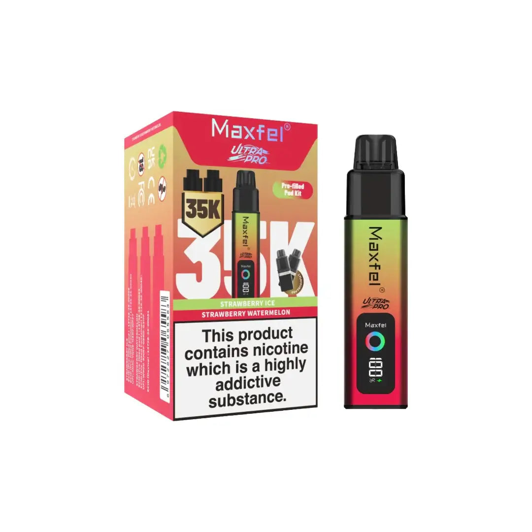 Maxfel Ultra Pro 35k Puffs Prefilled Vape Pod Kit Flavour: Watermelon Ice/ Strawberry Watermelon