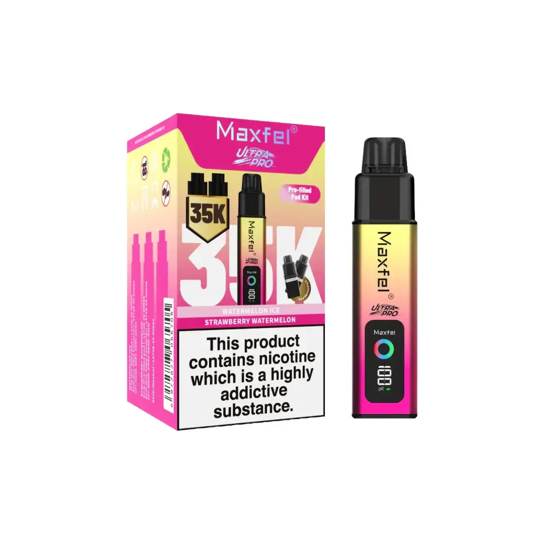 Maxfel Ultra Pro 35k Puffs Prefilled Vape Pod Kit Flavour: Watermelon Ice/ Strawberry Watermelon