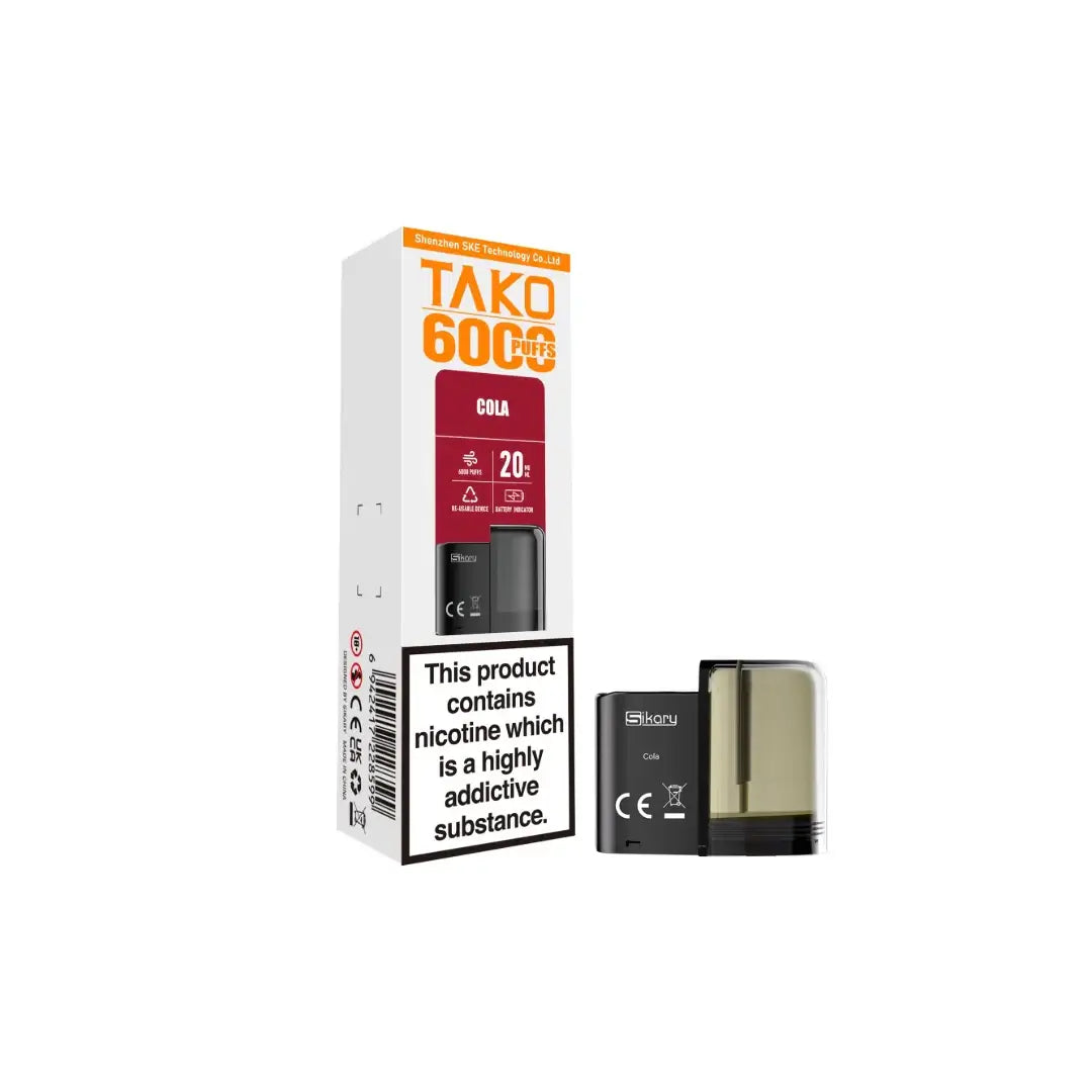 20mg Sikary Tako SP6000 Prefilled Pods 6000 Puffs Flavour: Cola