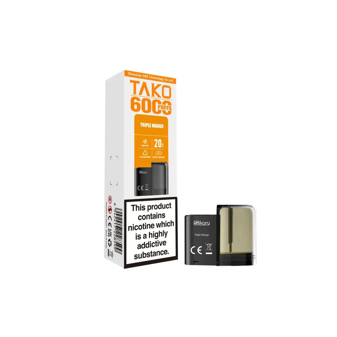 20mg Sikary Tako SP6000 Prefilled Pods 6000 Puffs Flavour: Triple Mango